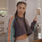 Patience’s sleeve stripe cropped sweatshirt on All American