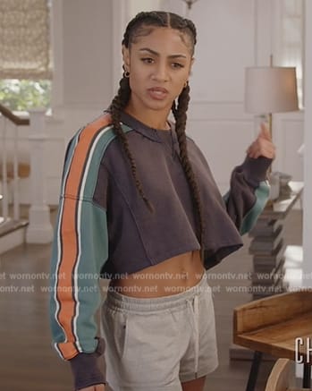 Patience's sleeve stripe cropped sweatshirt on All American