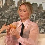 Emily Blunt’s pink sheer blouse on The Drew Barrymore Show