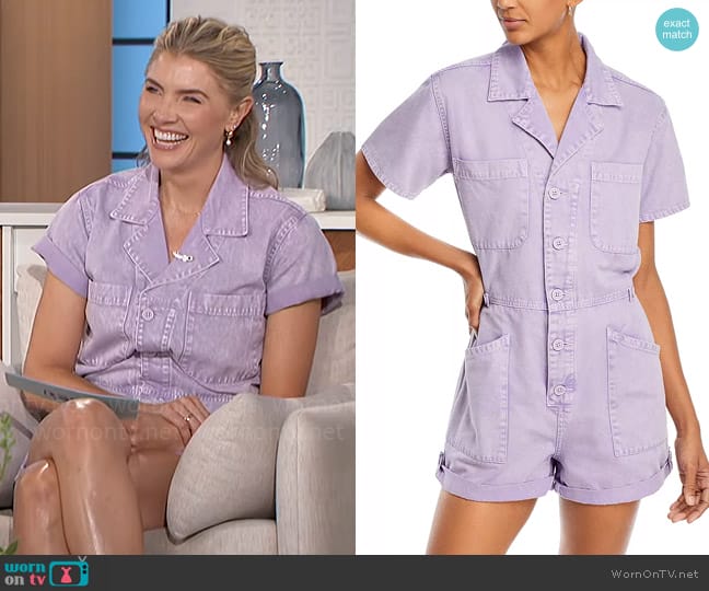 Pistola Parker Romper in Purple Amethyst Snow worn by Amanda Kloots on The Talk