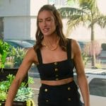 Polly’s black crop top and skirt on Selling the OC