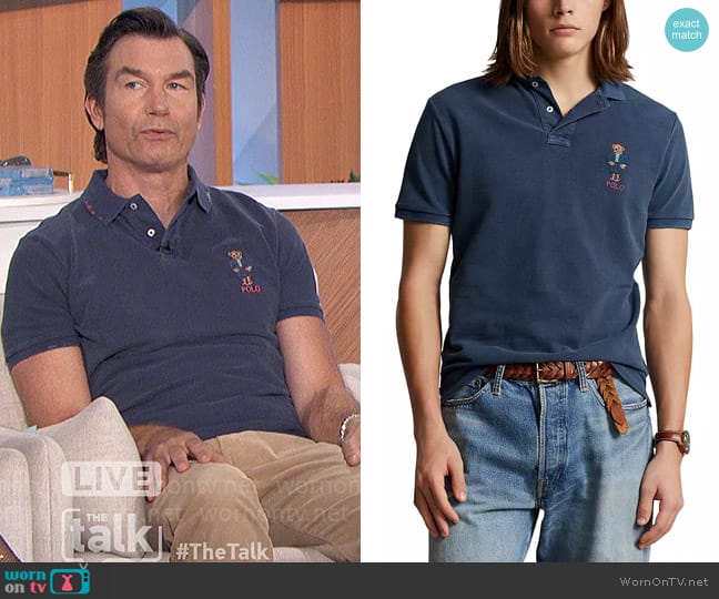 Polo Ralph Lauren Custom Slim Polo Bear Mesh Polo Shirt worn by Jerry O'Connell on The Talk