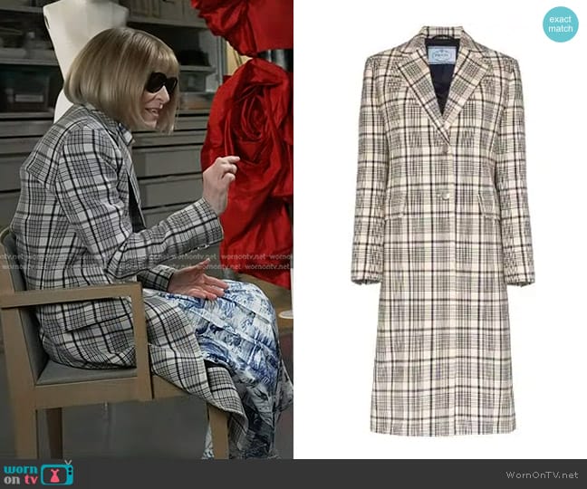 Prada Check Print Single Breasted Coat worn by Anna Wintour on Today