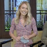 Kelly’s geometric print wrap dress on Live with Kelly and Mark