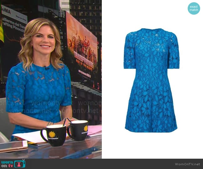 Proenza Schouler Floral Lace Dress worn by Natalie Morales on CBS Mornings