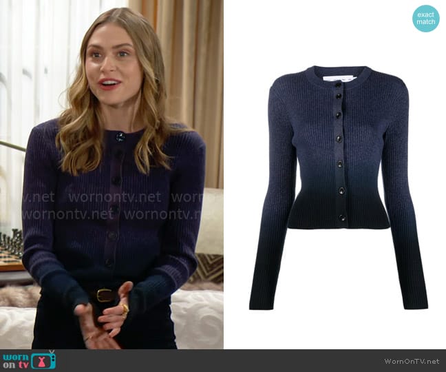 Proenza Schouler White Label Gradient Cardigan worn by Claire Grace (Hayley Erin) on The Young and the Restless