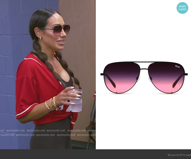 Quay Gradient Aviator Sunglasses worn by Melissa Gorga on The Real Housewives of New Jersey