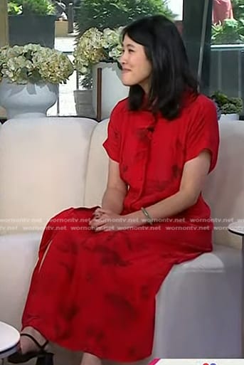 Rachel Khong's red print dress on Today