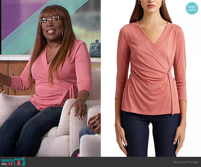 Sheryl’s pink wrap top on The Talk