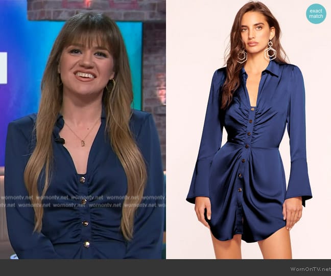 Ramy Brook Katelyn Long Sleeve Mini Dress worn by Kelly Clarkson on The Kelly Clarkson Show