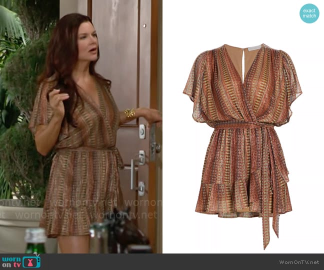 Ramy Brook Chelsea Belted Printed Minidress worn by Katie Logan (Heather Tom) on The Bold and the Beautiful