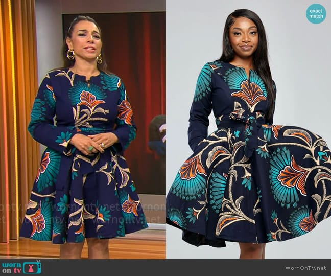 Ray Darten Awolowo African Print Jacket Dress worn by Michelle Miller on CBS Mornings