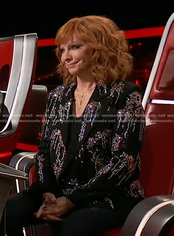 Reba's black embellished blazer on The Voice