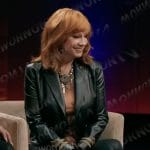 Reba’s black leather blazer and western boots on The Voice