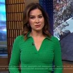 Rebecca’s green textured polo top on Good Morning America