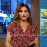 Rebecca’s pink printed top and leather skirt on Good Morning America