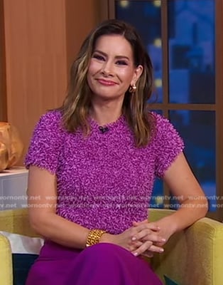 Rebecca's purple fuzzy top on Good Morning America