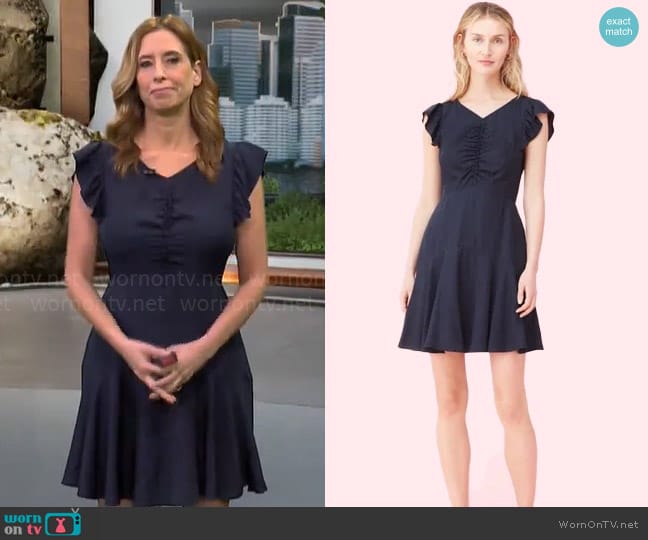 Rebecca Taylor Jacquard Dotty Silk Jacquard Dress worn by Stephanie Abrams on CBS Mornings