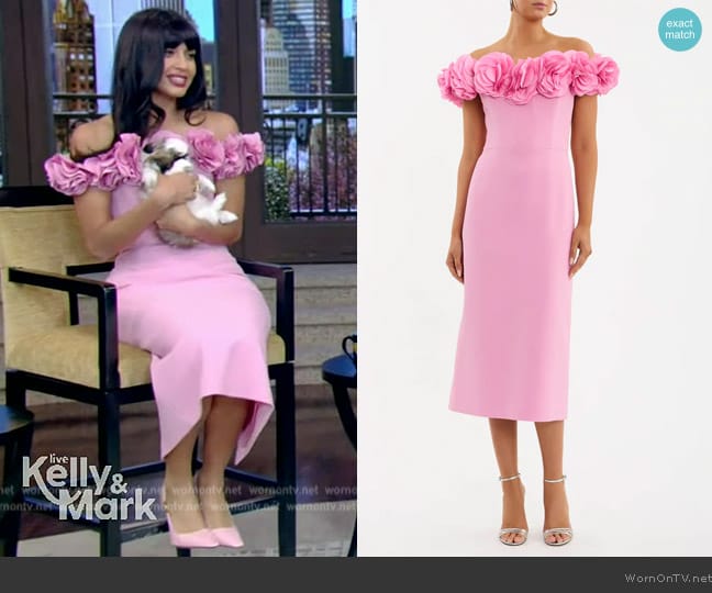 Rebecca Vallance Odetta Midi Dress worn by Jameela Jamil on Live with Kelly and Mark