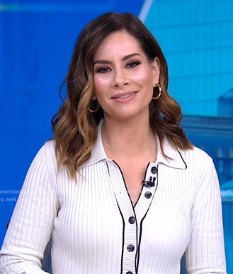 Rebecca’s white ribbed cardigan on Good Morning America