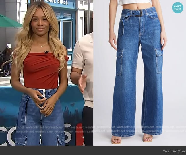 Reformation Cary Belted Cargo Jeans worn by Zuri Hall on Access Hollywood