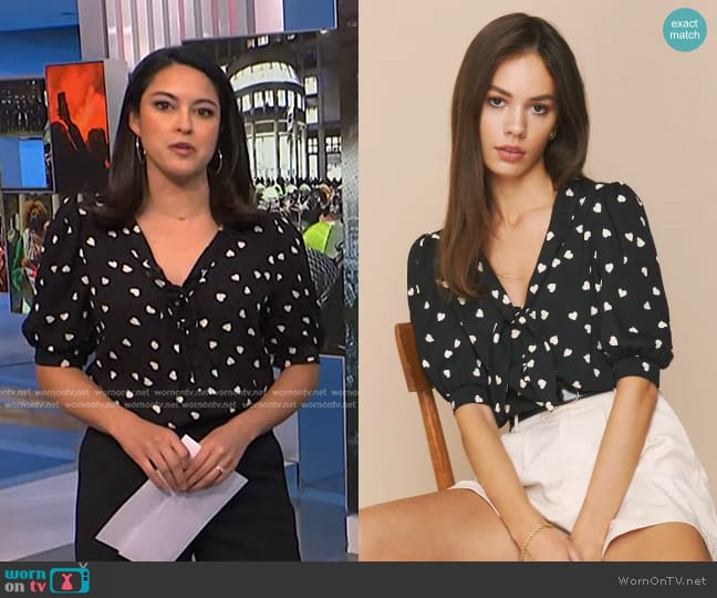 Reformation Joelle Top worn by Valerie Castro on NBC News Daily