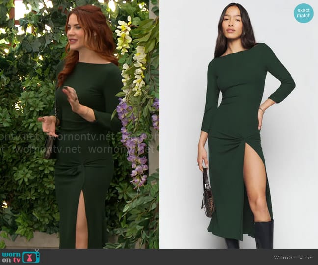 Reformation Belmont Dress worn by Sally Spectra (Courtney Hope) on The Young and the Restless