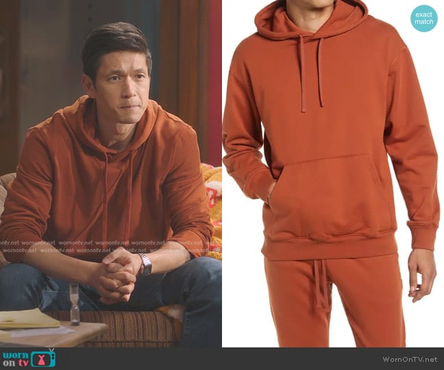 Reigning Champ Midweight Terry Relaxed Hoodie in Sierra worn by Benson Kwan (Harry Shum Jr.) on Greys Anatomy