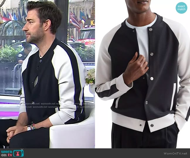 Reiss Giles Long Sleeved Interlocked Color Blocked Jacket worn by John Krasinski on Today