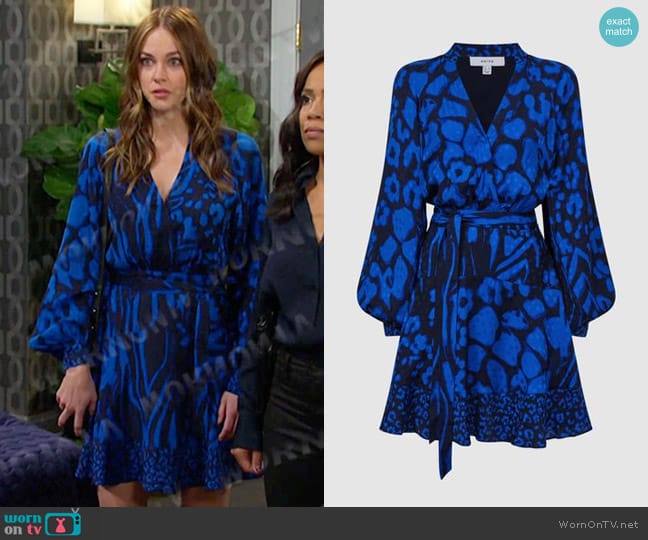 Reiss Kerri Dress in Blue/Navy worn by Stephanie Johnson (Abigail Klein) on Days of our Lives