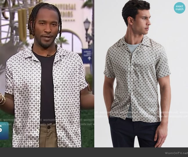 Reiss Pedro Printed Shirt worn by Scott Evans on Access Hollywood