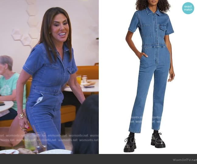 Rivet Utility Rebel Denim Jumpsuit worn by Jennifer Fessler on The Real Housewives of New Jersey