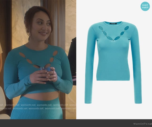 Ana’s blue cutout top on Grown-ish