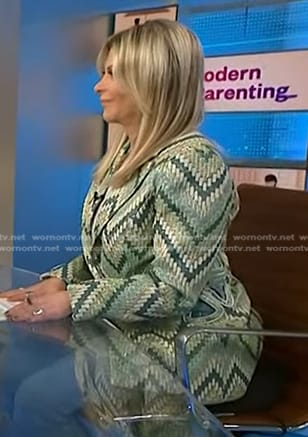 Dr. Robi Ludwig's green chevron cutout blazer on NBC News Daily