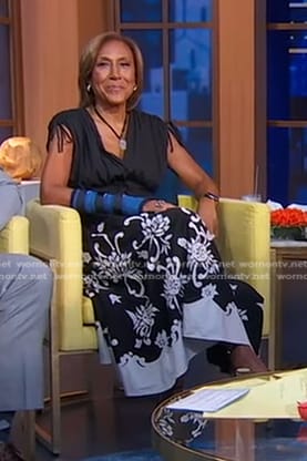 Robin’s black floral midi dress on Good Morning America