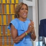 Robin’s blue ruffled sheath dress on Good Morning America