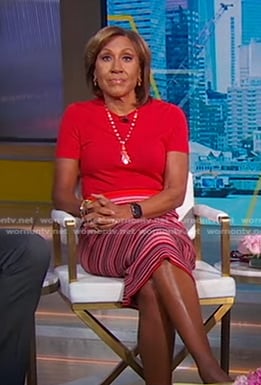 Robin's pink striped skirt on Good Morning America