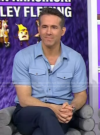 Ryan Reynolds's blue short sleeve shirt on Today