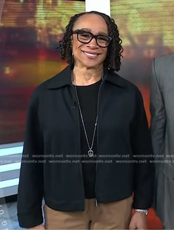 S. Epatha Merkerson's black zip front jacket on Today