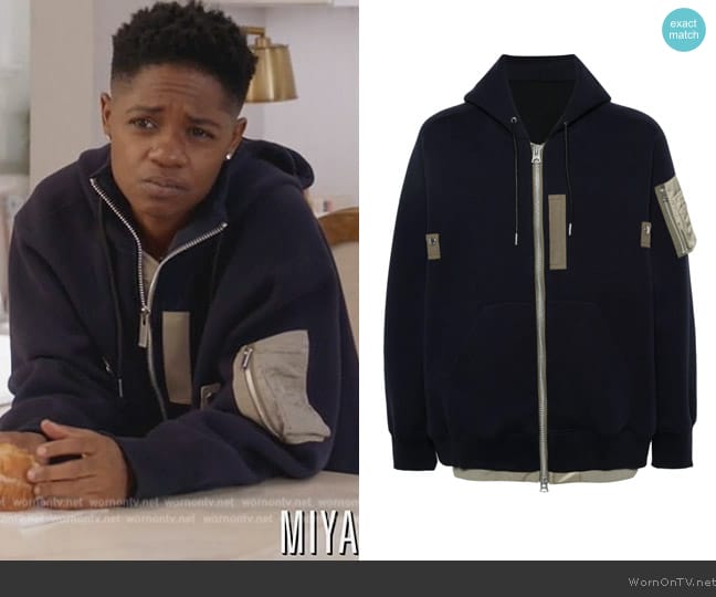 Sacai Layered zipped hoodie worn by Tamia Cooper (Bre Z) on All American