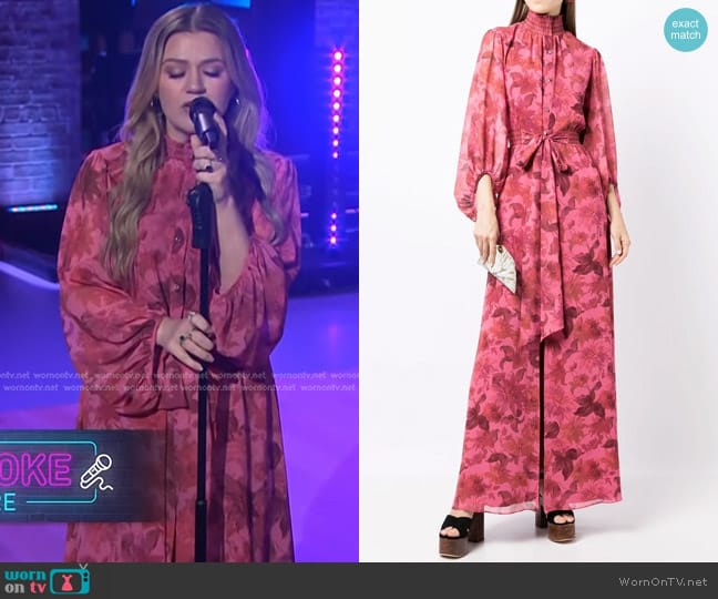 Sachin + Babi Ronit Gown in Sunset Pink Dalia Multi worn by Kelly Clarkson on The Kelly Clarkson Show