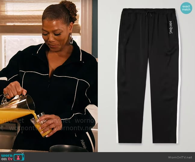 Saint Laurent Straight-Leg Satin-Jersey Sweatpants worn by Robyn McCall (Queen Latifah) on The Equalizer