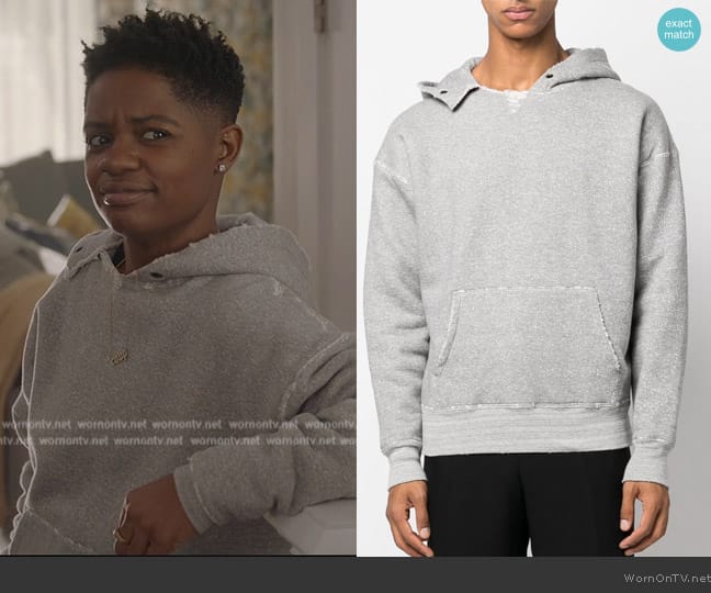 Saint Laurent Grunge cotton-jersey hoodie worn by Tamia Cooper (Bre Z) on All American