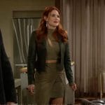 Sally’s green cutout crop top and asymmetric skirt on The Young and the Restless