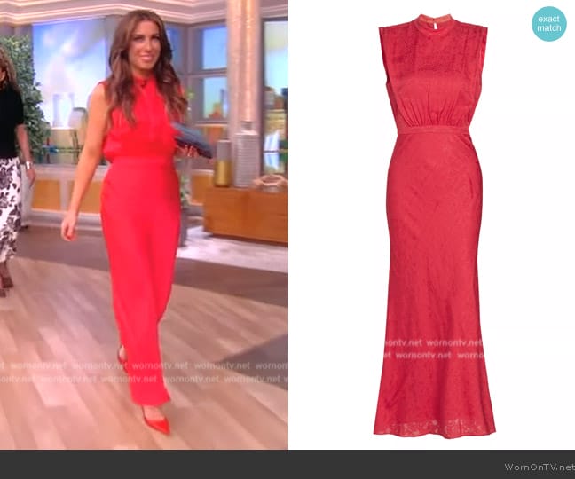 Saloni Fleur F Silk Jacquard Sleeveless Midi Dress worn by Alyssa Farah Griffin on The View