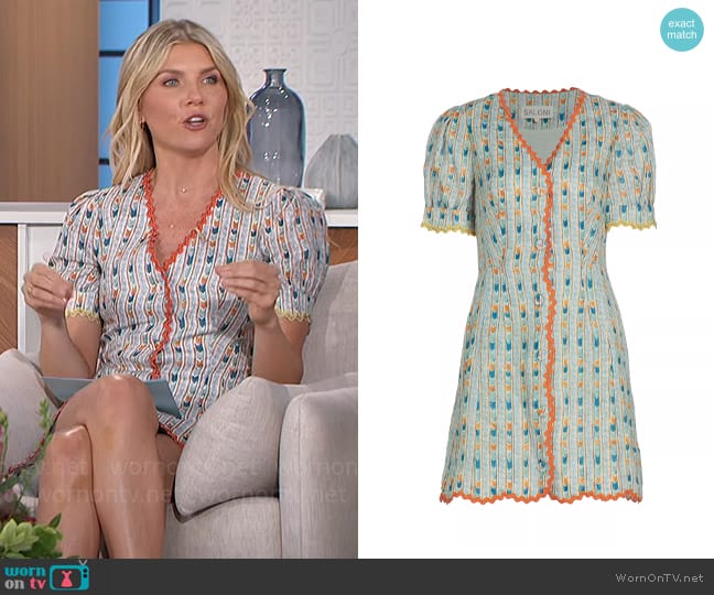 Saloni Marlee Button-Front Dress in Faience Floral Cloud worn by Amanda Kloots on The Talk