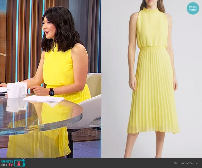 Nancy Chen’s yellow pleated dress on CBS Mornings