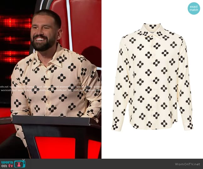 Sandro Cross Flower Shirt in Ecru worn by Shay Mooney on The Voice