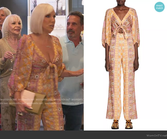 Sandro Dieppe Printed Wide Leg Jumpsuit worn by Margaret Josephs on The Real Housewives of New Jersey