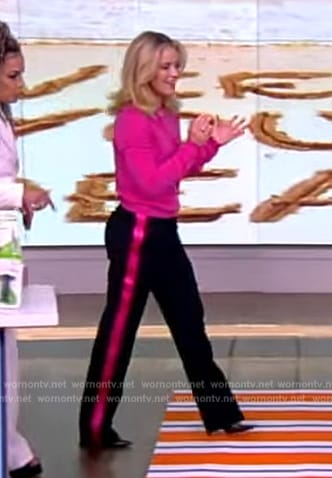 Sara's black pink stripe pants on The View